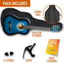 XF 3/4 Size Classical Guitar Pack Blueburst Classical Guitars