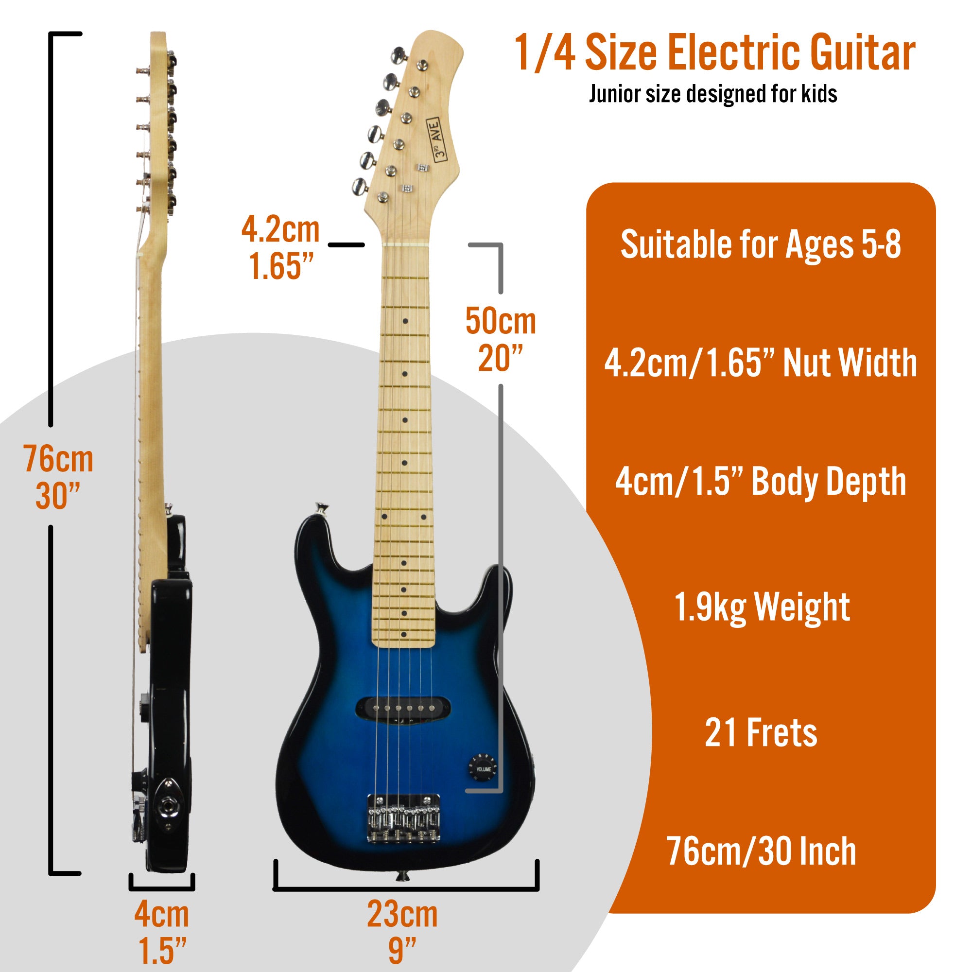 3rd Avenue Junior Electric Guitar Pack Electric Guitars#Colour_Blueburst