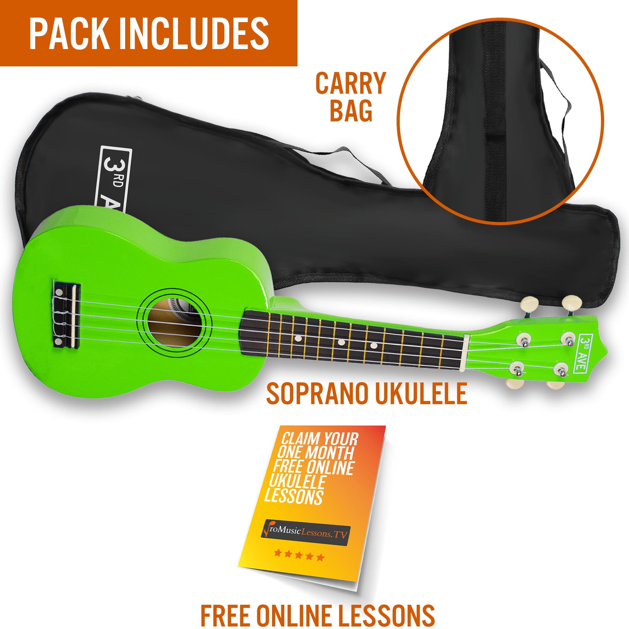 3rd Avenue Soprano Ukulele Ukuleles#Colour_Green