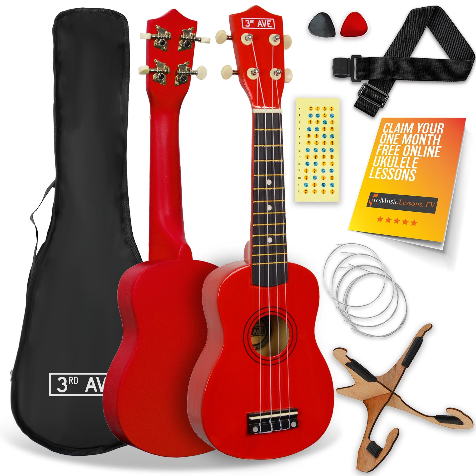 3rd Avenue Soprano Ukulele Pack Ukuleles#Colour_Red