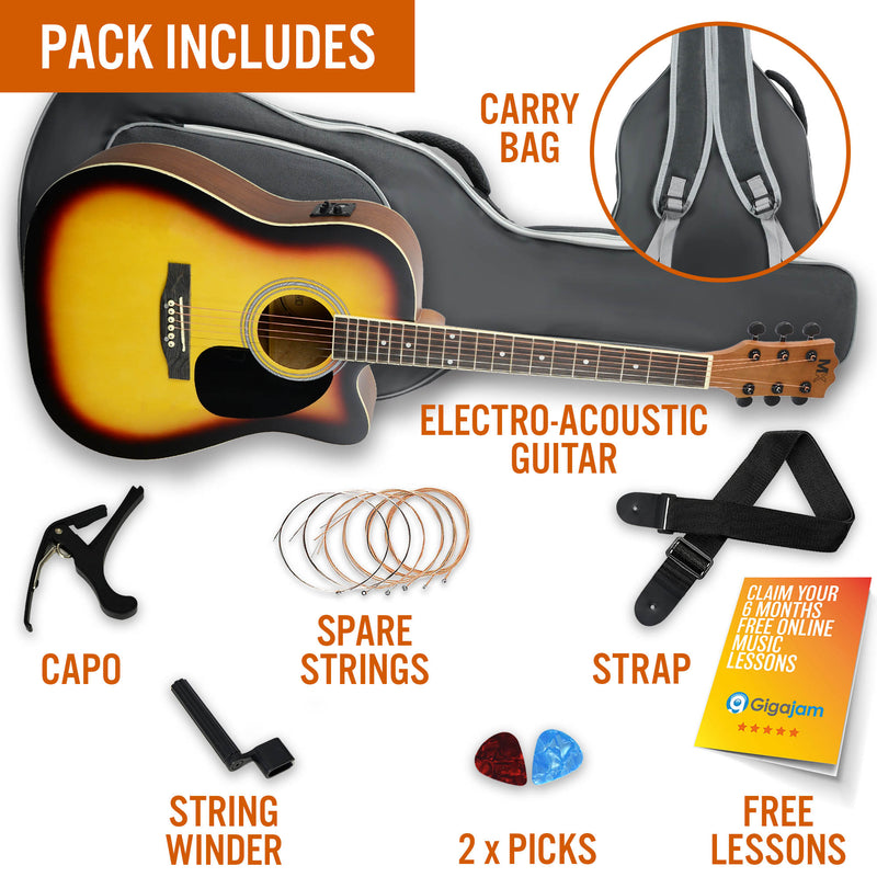 MX Cutaway Electro Acoustic Guitar Pack