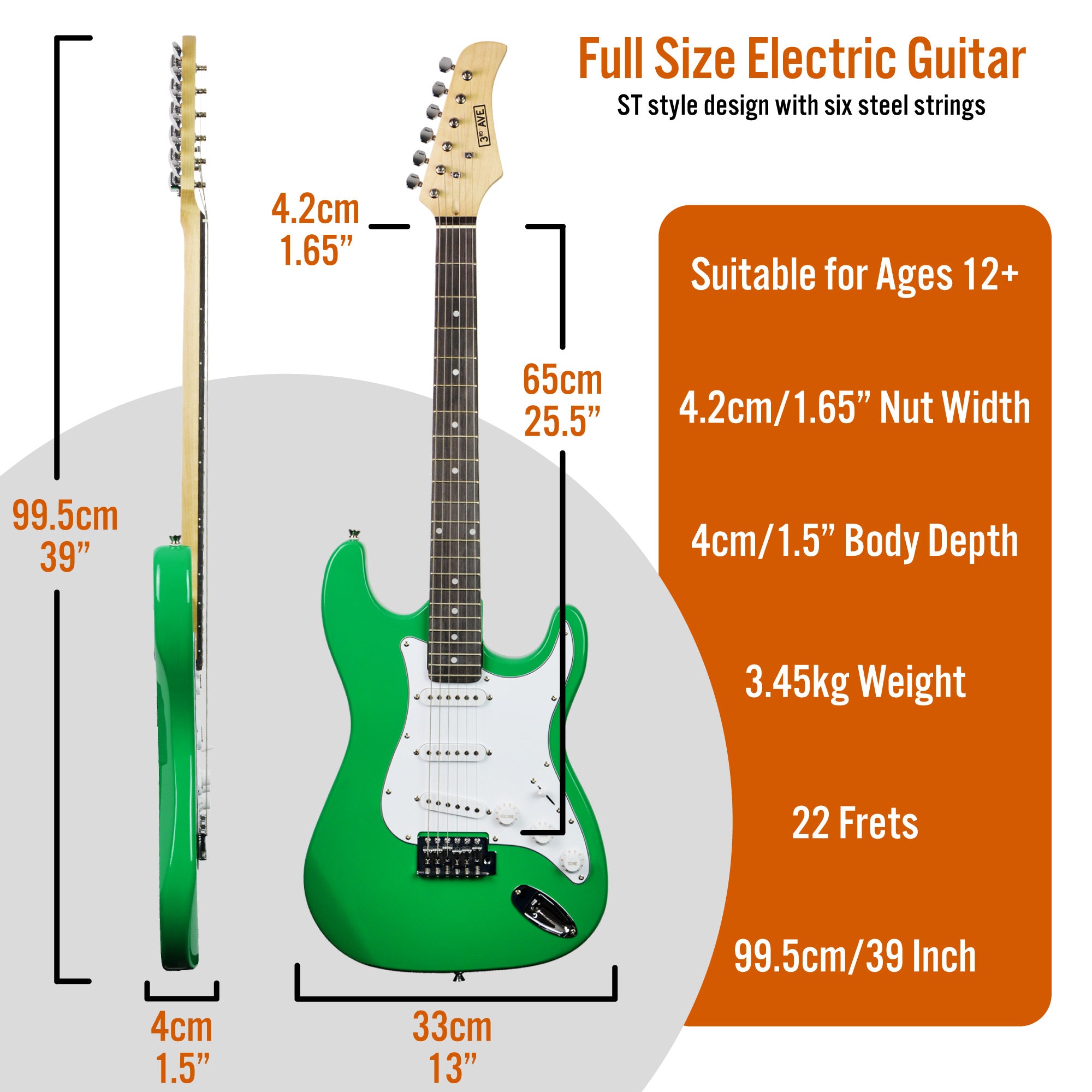 3rd Avenue Full Size Electric Pack Electric Guitars#Colour_Green