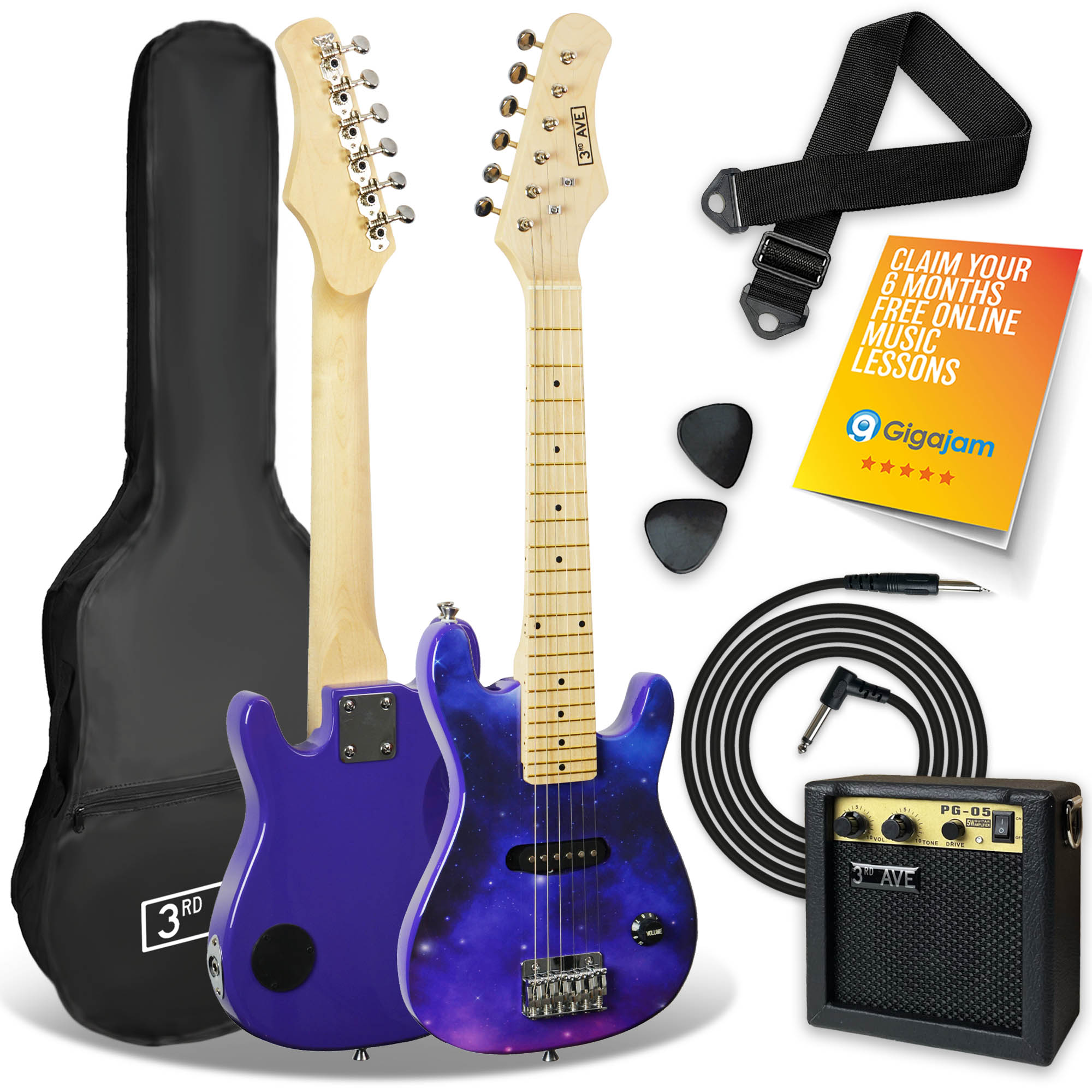 3rd Avenue Junior Electric Guitar Pack Pink Electric Guitars#Colour_Galaxy