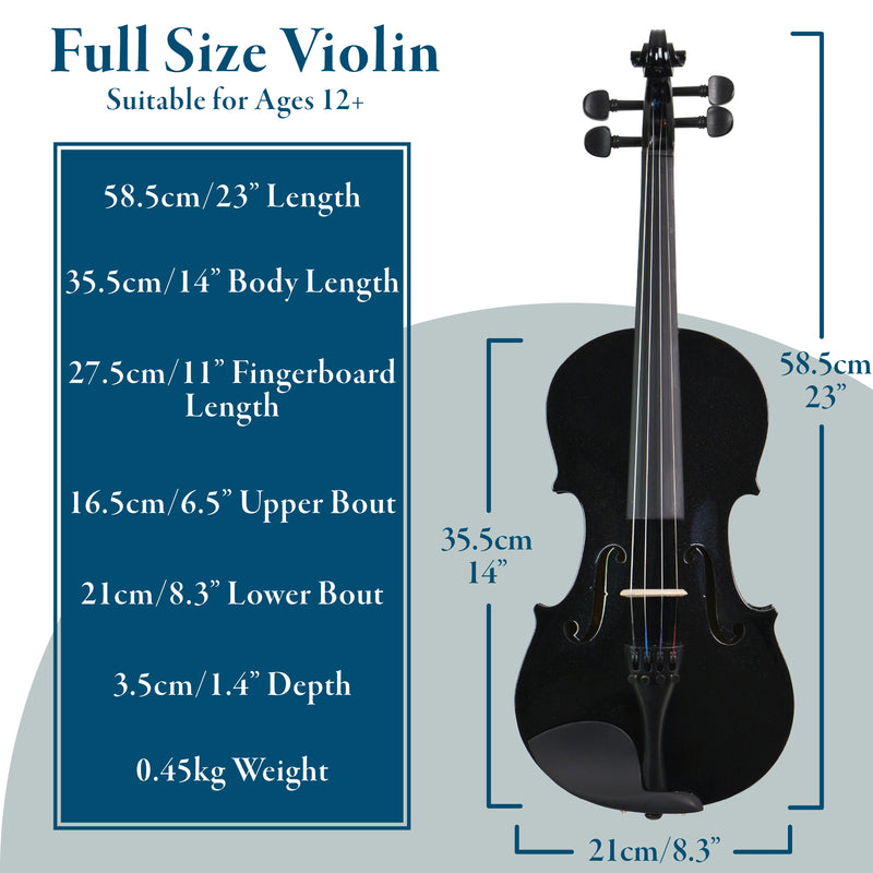 Forenza Uno Series Full Size Black Violin Outfit