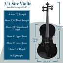 Forenza Uno Series 3/4 Size Black Violin Outfit