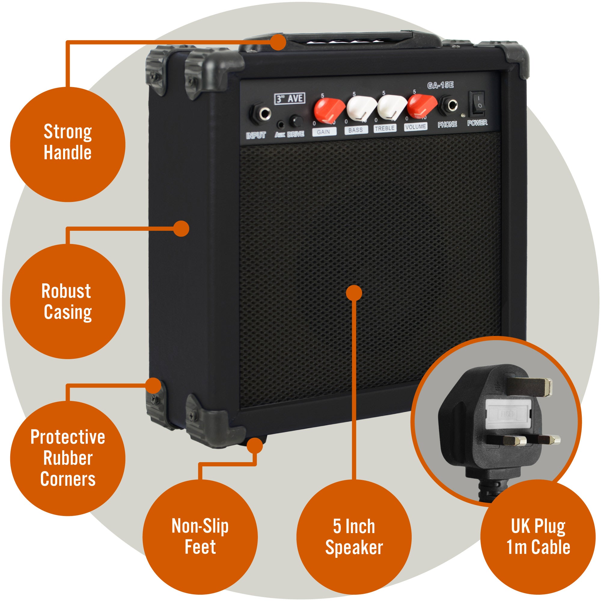 3rd Avenue 15 Watt Electric Guitar Amp#Colour_Black