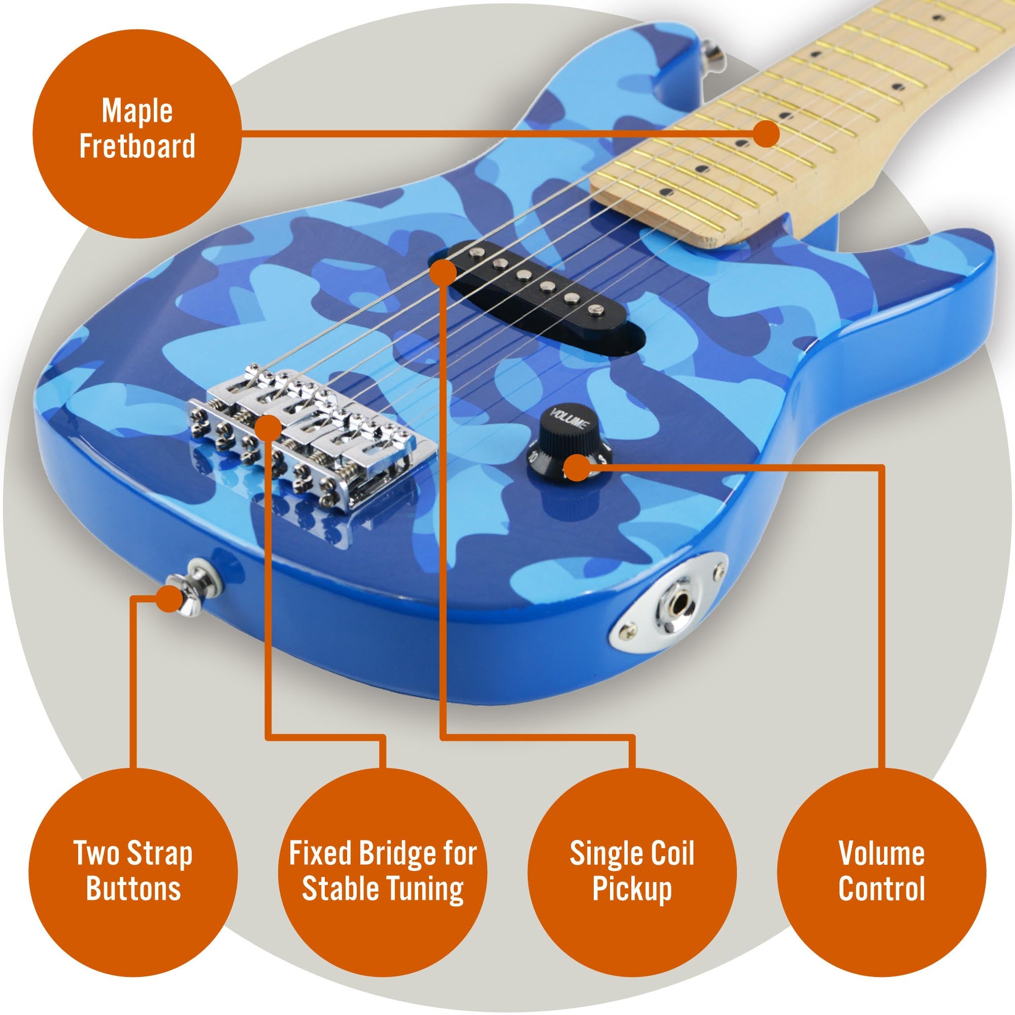 3rd Avenue Junior Electric Guitar Pack Electric Guitars#Colour_Blue Camo