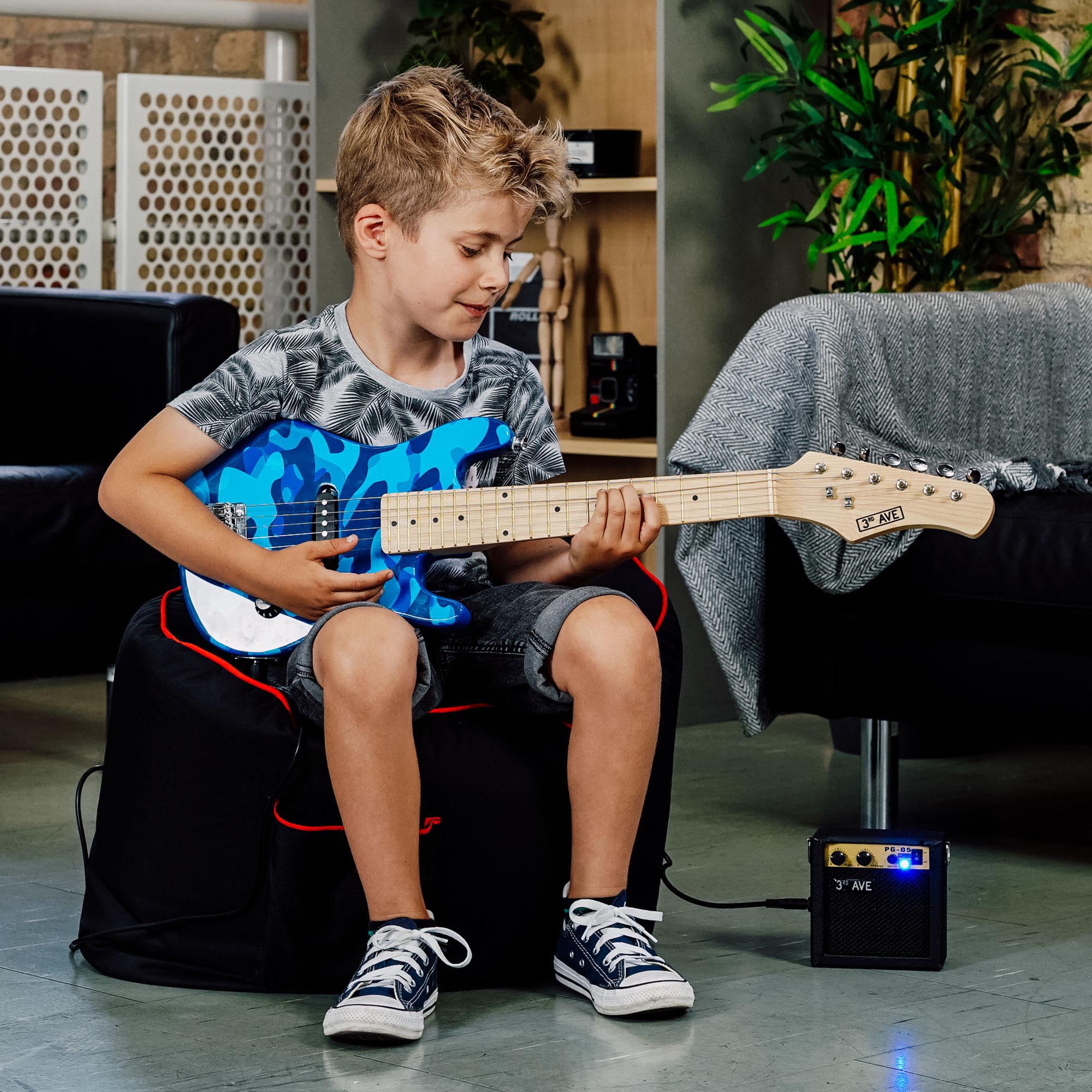 3rd Avenue Junior Electric Guitar Pack Electric Guitars#Colour_Blue Camo
