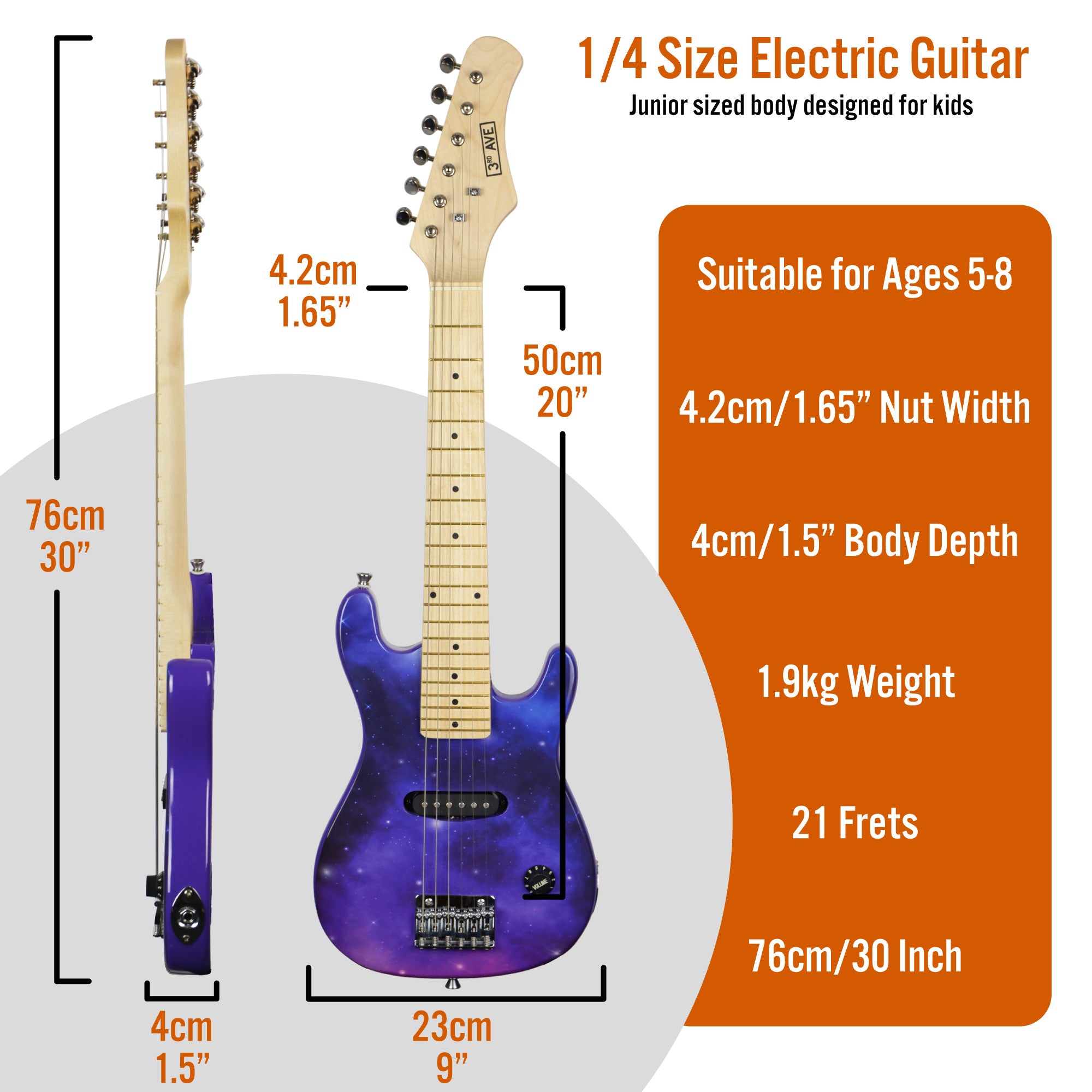 3rd Avenue Junior Electric Guitar Pack Pink Electric Guitars#Colour_Galaxy