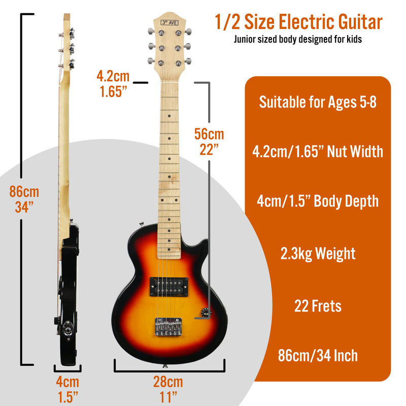 3rd Avenue Junior Electric Rock Guitar Pack - Sunburst