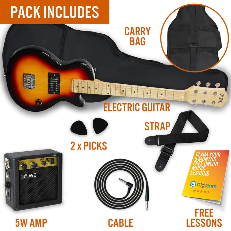 3rd Avenue Junior Electric Rock Guitar Pack - Sunburst