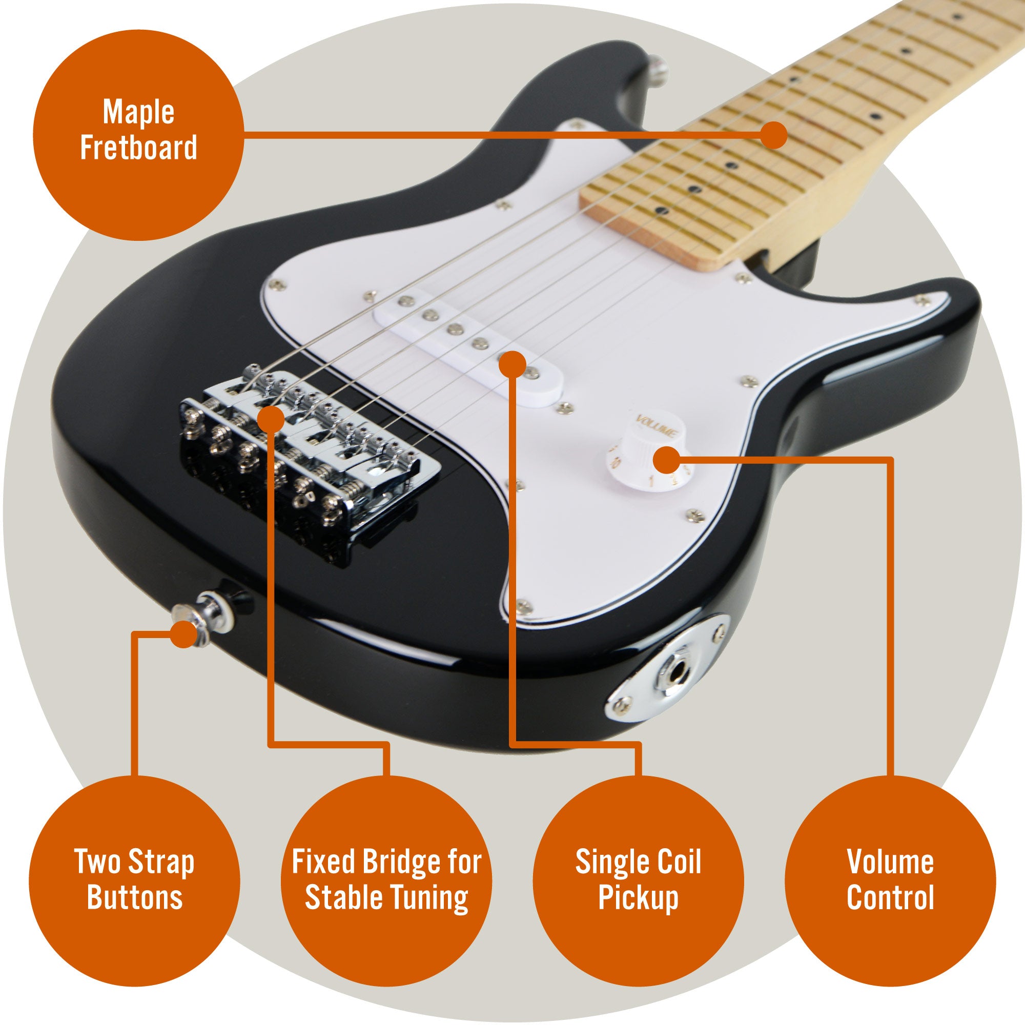 3rd Avenue Junior Electric Guitar Pack Pink Electric Guitars#Colour_Black and White