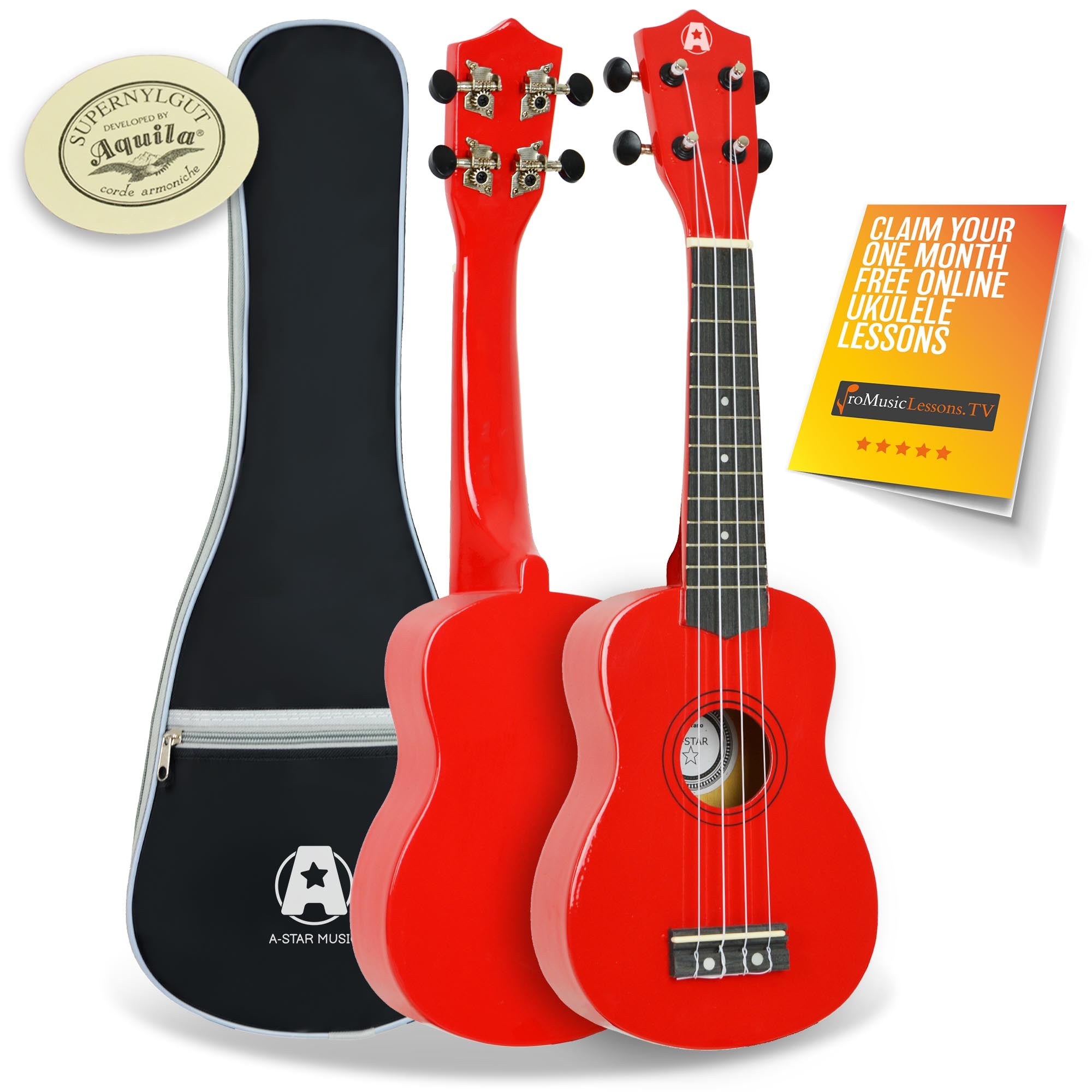 A-Star Soprano Ukulele With Bag Ukuleles#Colour_Red