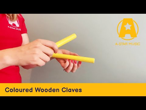 A-Star Coloured Claves - 10 Pairs Claves, Castanets and Woodblocks#Colour_Yellow