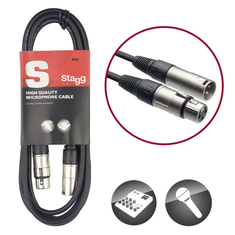 Stagg XLR to XLR Microphone Cable 3m Cables and Connectors